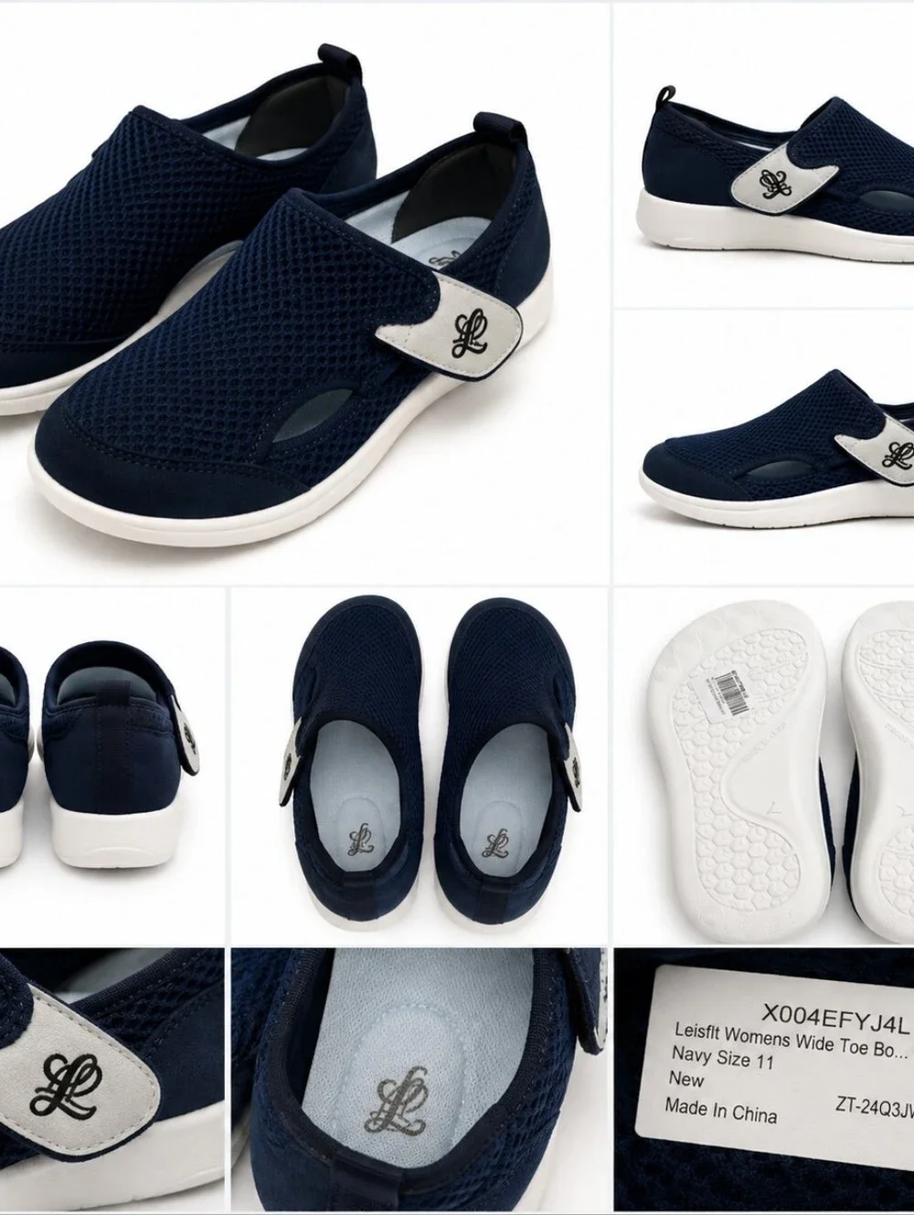 LeIsfIt Women’s Wide Diabetic Shoes for Swollen Feet Navy Size 11 – New